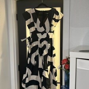 Anthro-Polished cotton tiered midi with waist tie and crossover front